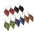Boho Wooden Leaf Earrings (Set of 5 Pairs)