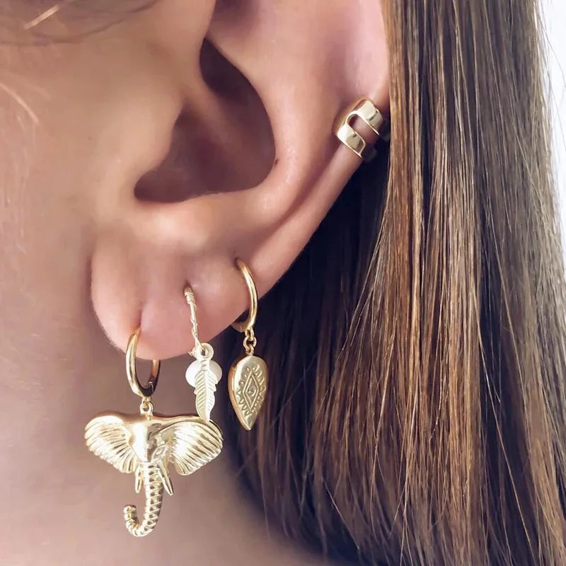 Elephant Head Hoop Earrings