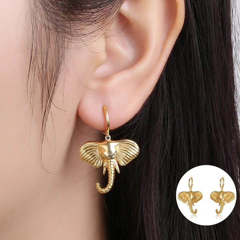 Elephant Head Hoop Earrings