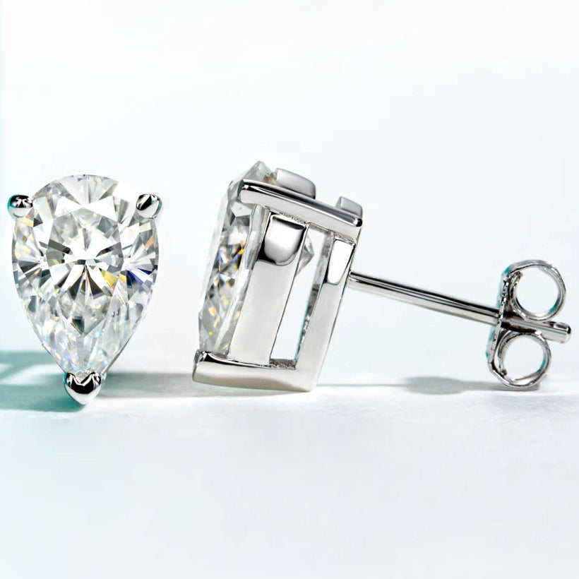Pear Cut Hypoallergenic Moissanite Stud Earrings