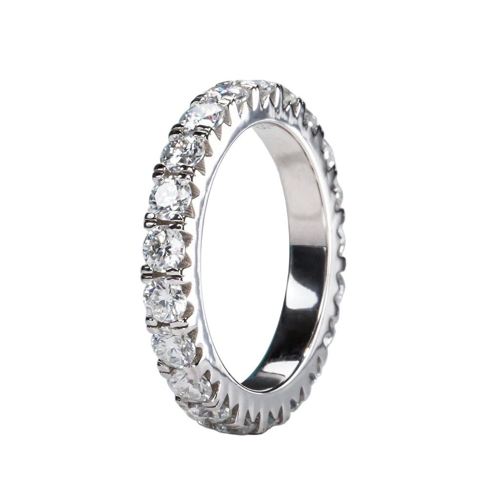 Peachy Sterling Silver Moissanite Wedding Band