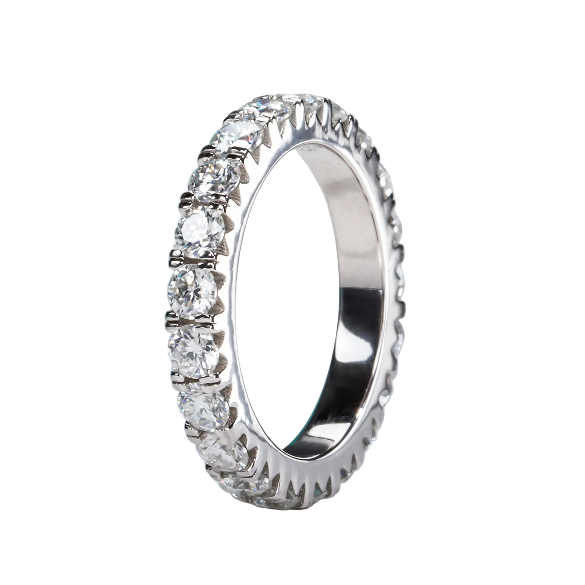 Peachy Sterling Silver Moissanite Wedding Band