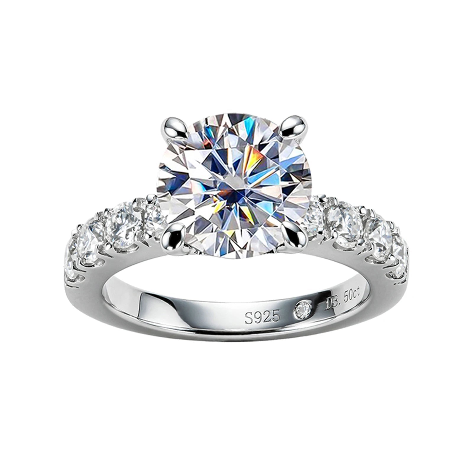 Round Brilliant Cut 4.3cttw Moissanite Engagement Ring
