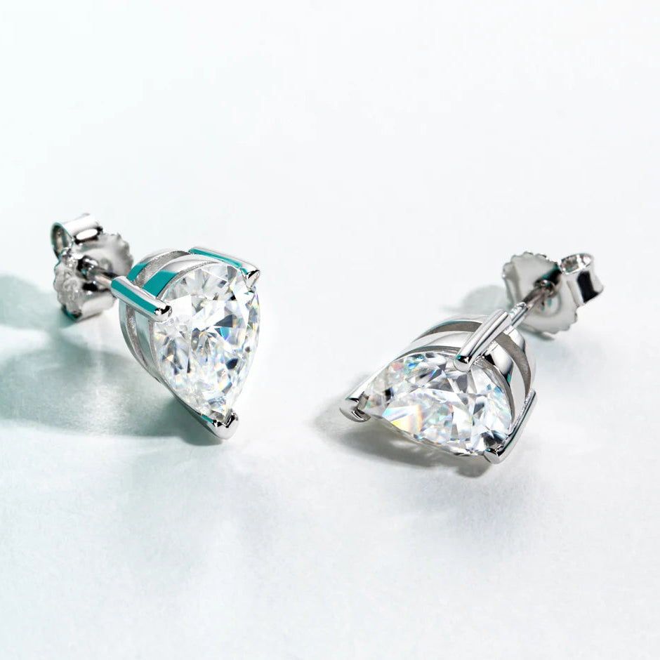 Pear Cut Hypoallergenic Moissanite Stud Earrings
