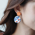 Blue & Orange Polymer Clay Drop Earrings