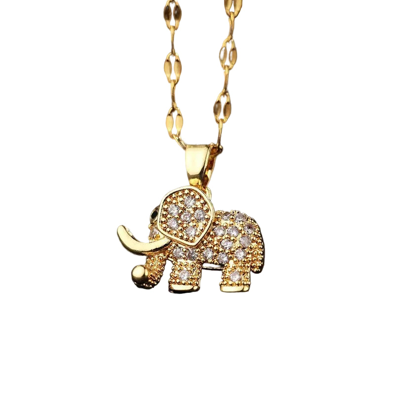 Cute Elephant Cubic Zirconia Pendant Necklace