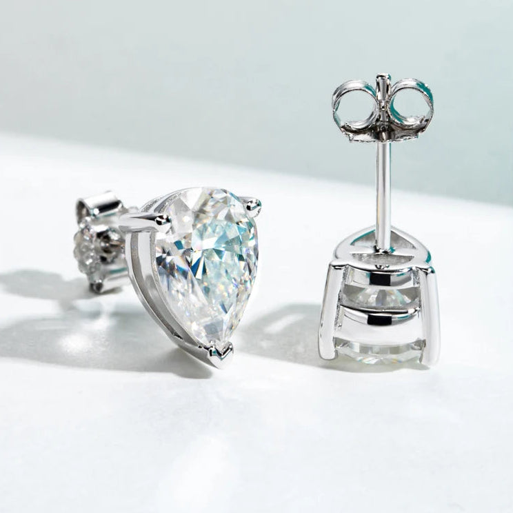 Pear Cut Hypoallergenic Moissanite Stud Earrings