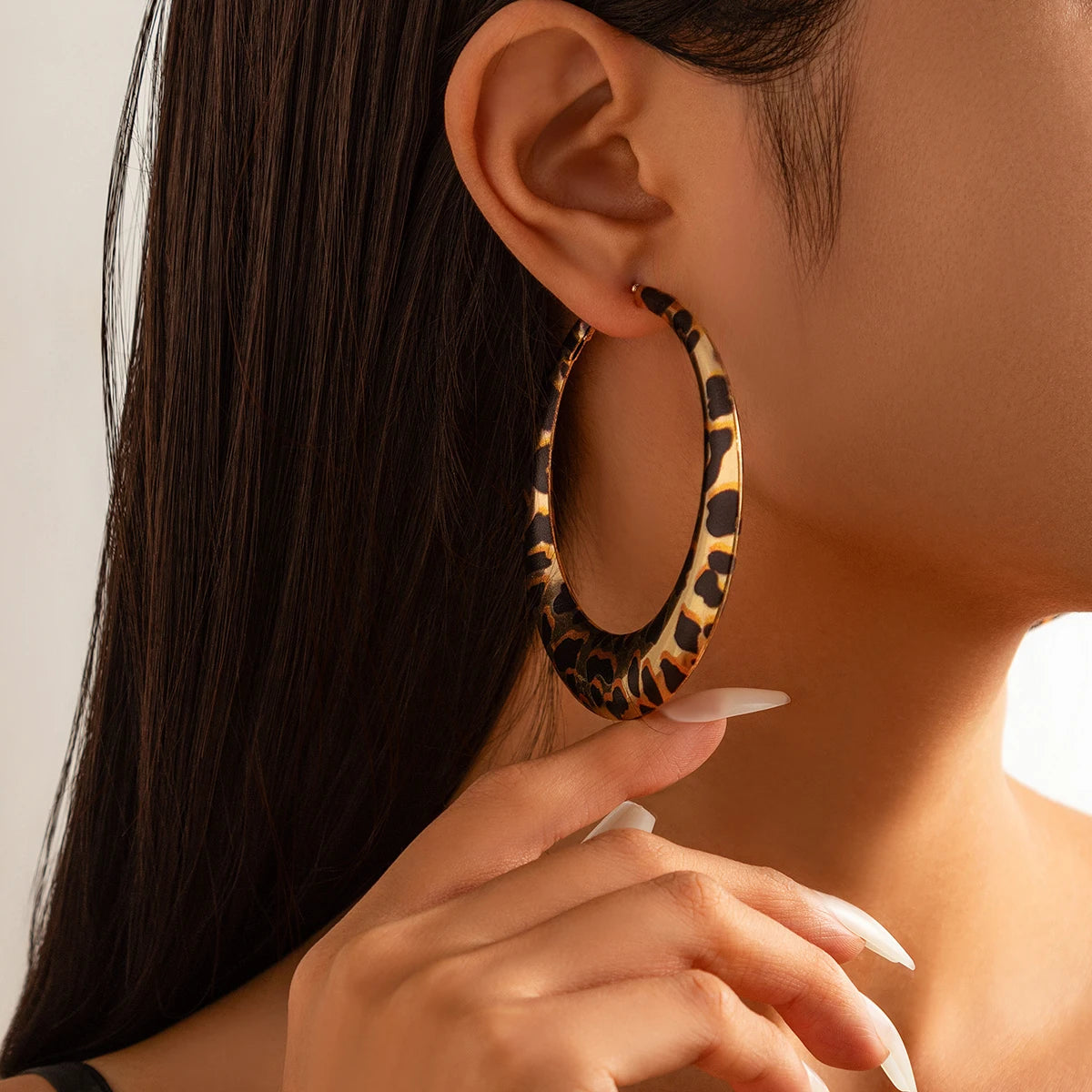 Large Leopard Print Hoop Earrings