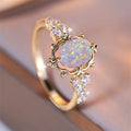 White Fire Opal Oval Stone Ring