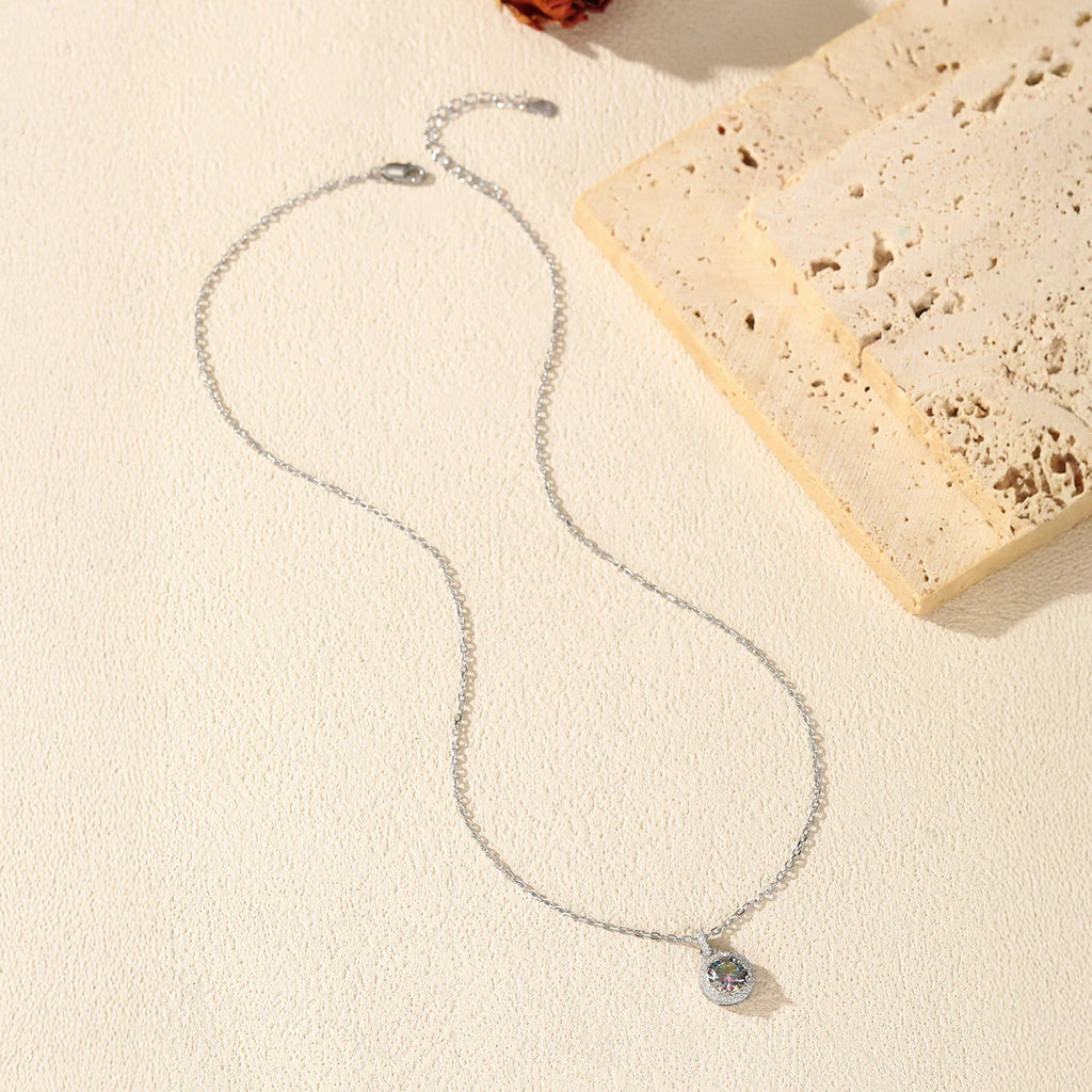 Modian Multicolour 1ct Moissanite Sterling Silver Necklace