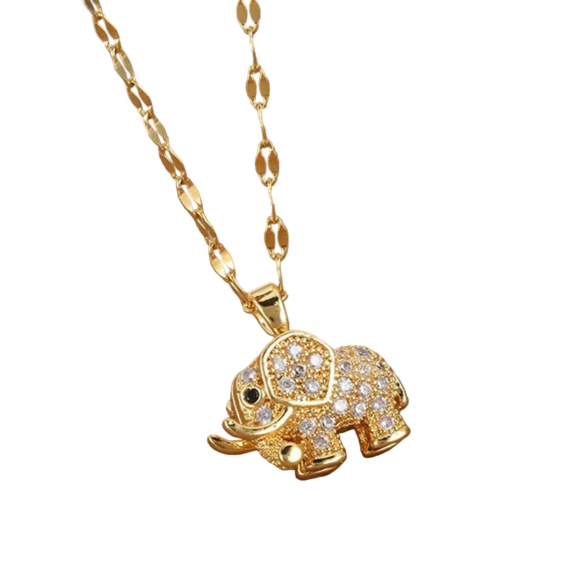 Cute Elephant Cubic Zirconia Pendant Necklace