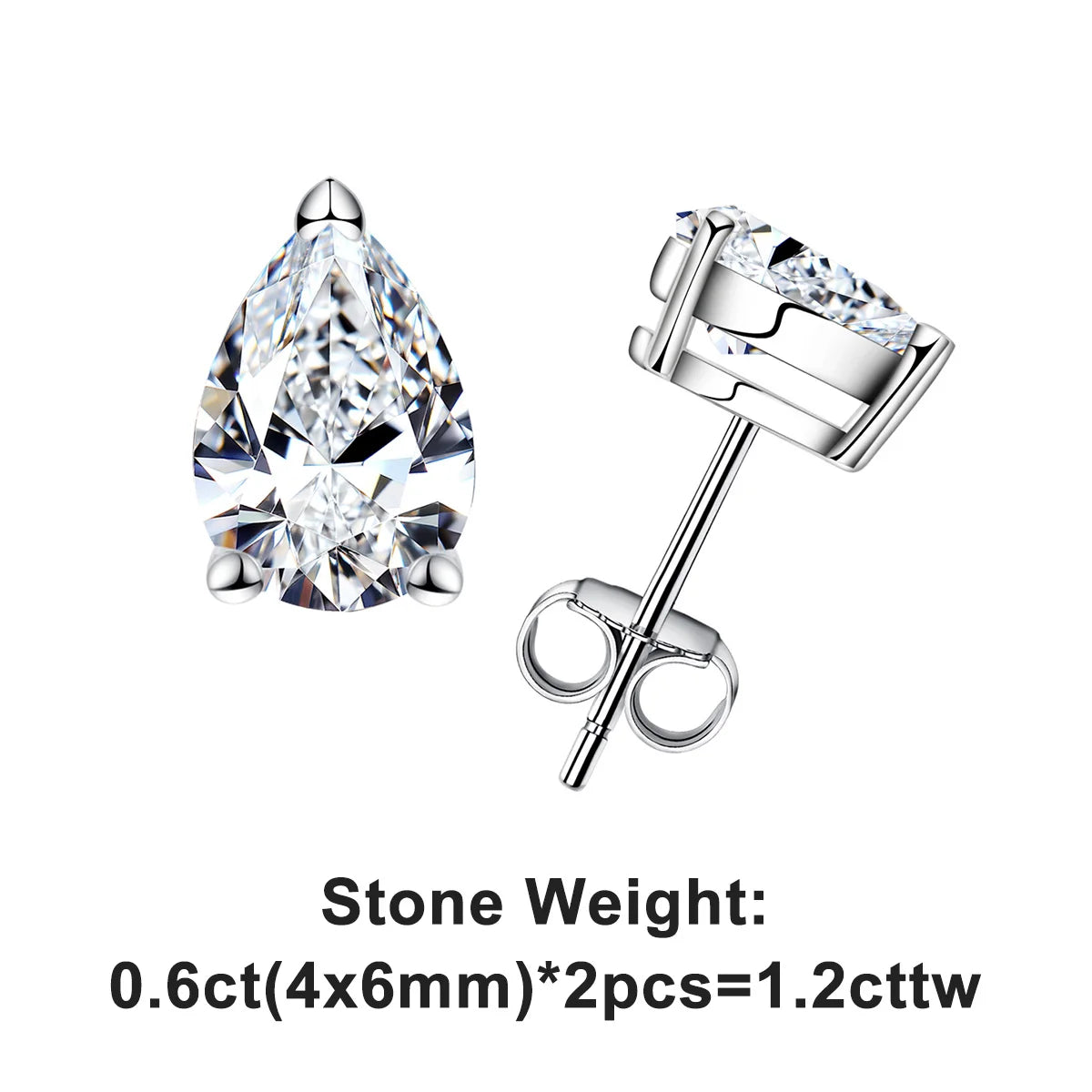 Pear Cut Hypoallergenic Moissanite Stud Earrings