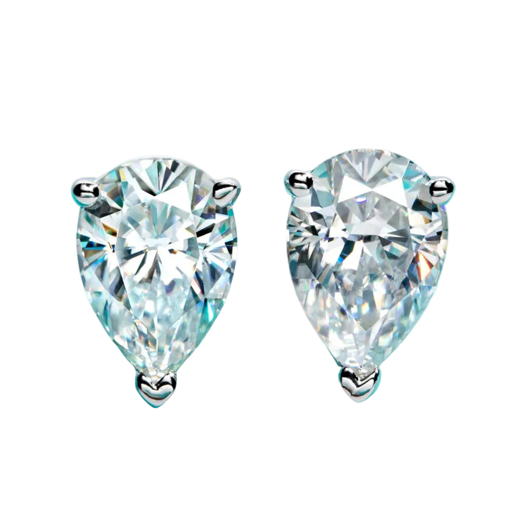 Pear Cut Hypoallergenic Moissanite Stud Earrings