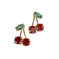 Red Cherries Gold Stud Earrings
