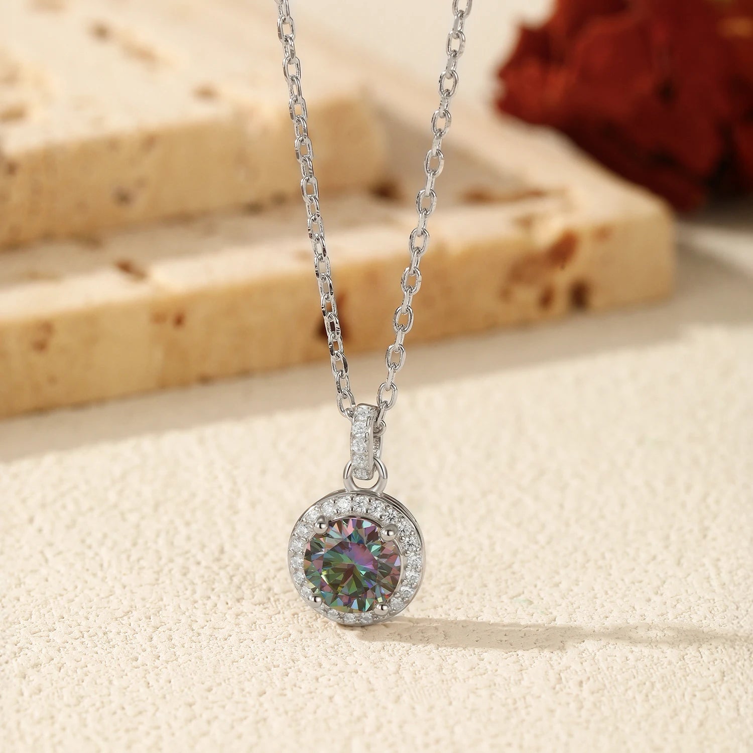 Modian Multicolour 1ct Moissanite Sterling Silver Necklace