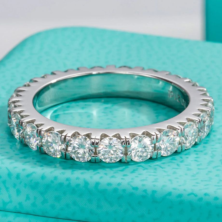 Peachy Sterling Silver Moissanite Wedding Band