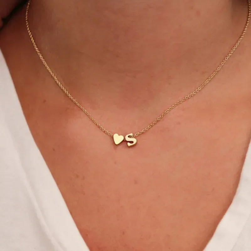 Romantic Name Initial Heart Necklace
