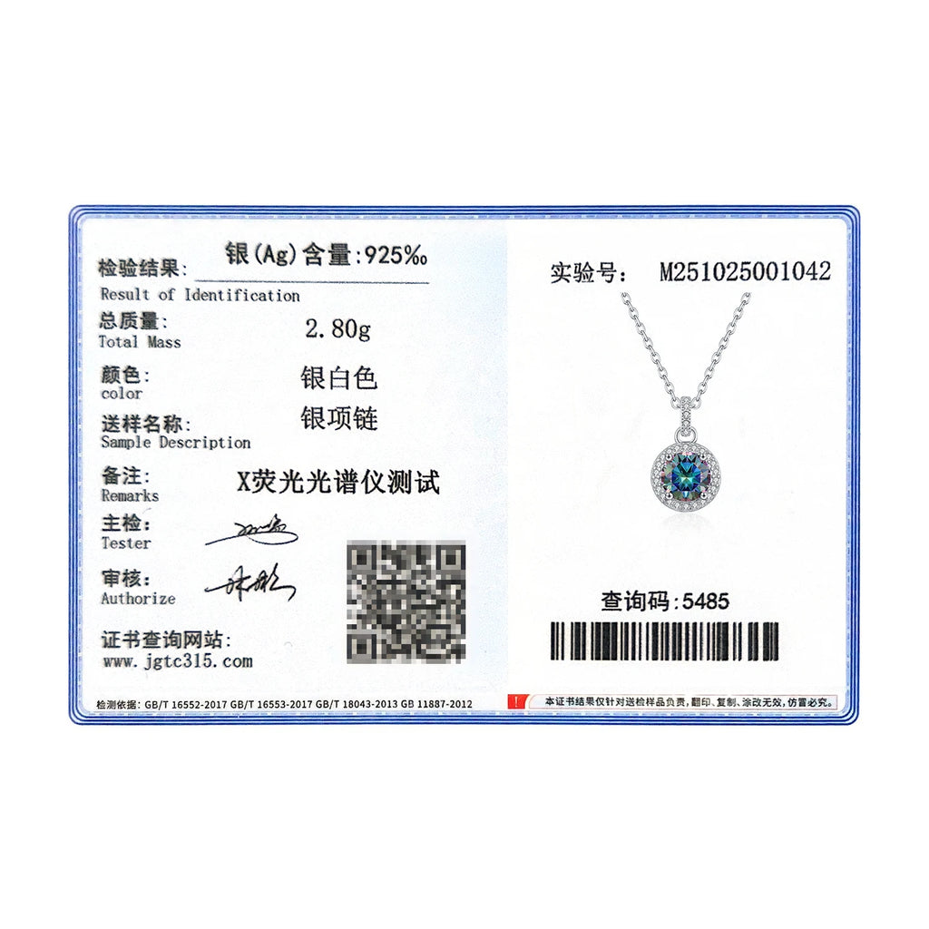 Modian Multicolour 1ct Moissanite Sterling Silver Necklace