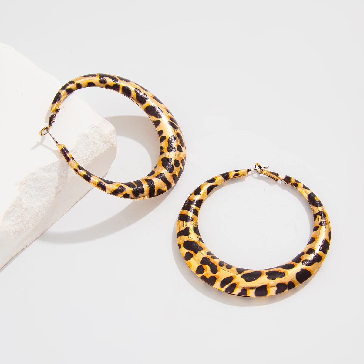 Large Leopard Print Hoop Earrings