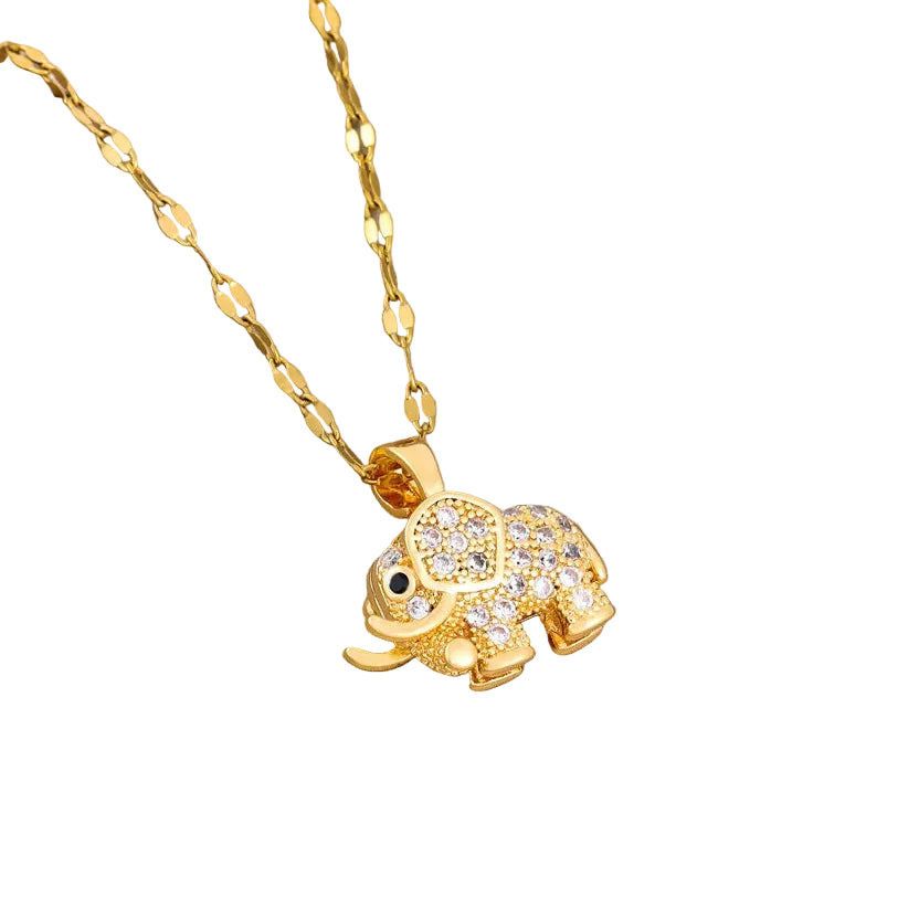 Cute Elephant Cubic Zirconia Pendant Necklace