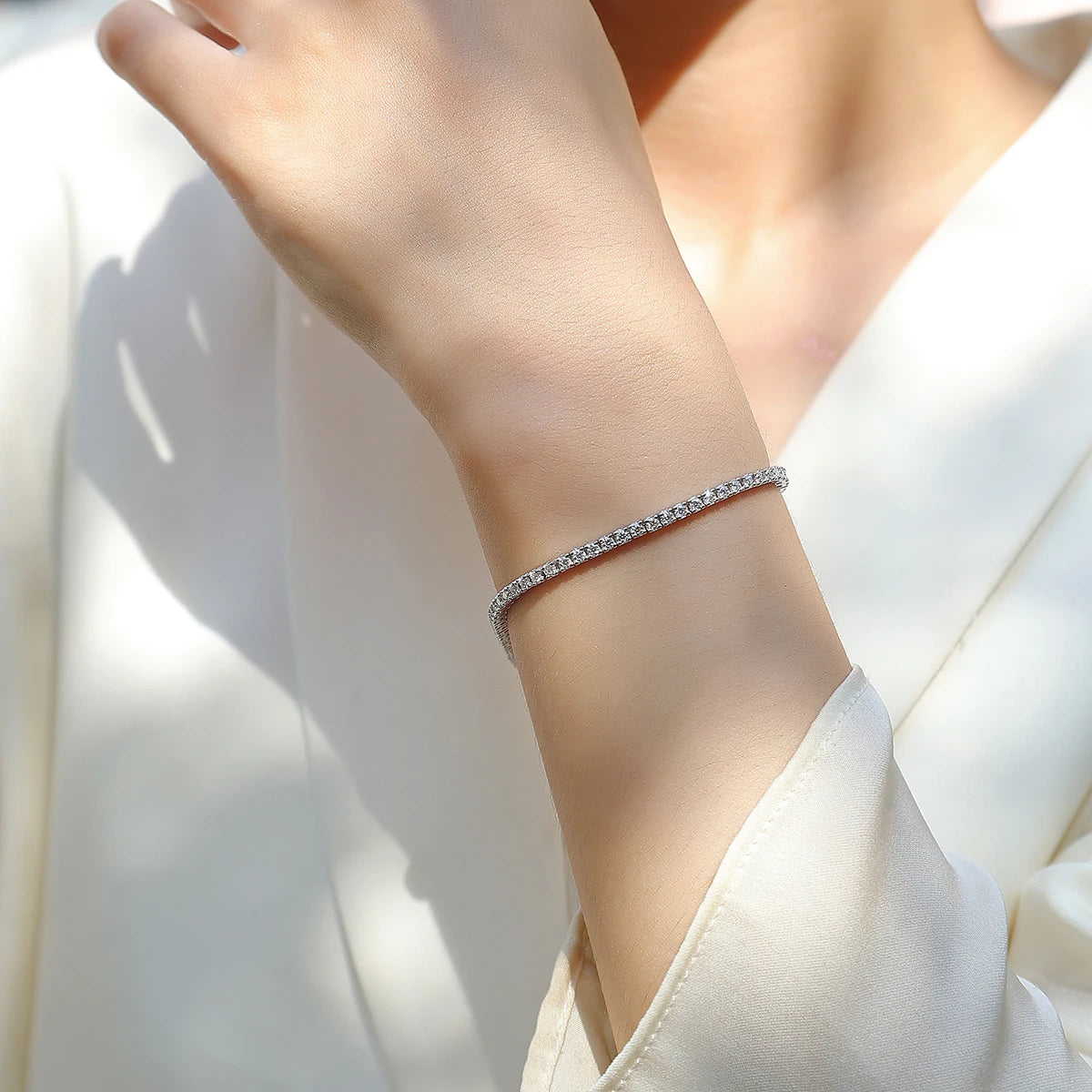 Layla S925 Sterling Silver Moissanite Tennis Bracelet