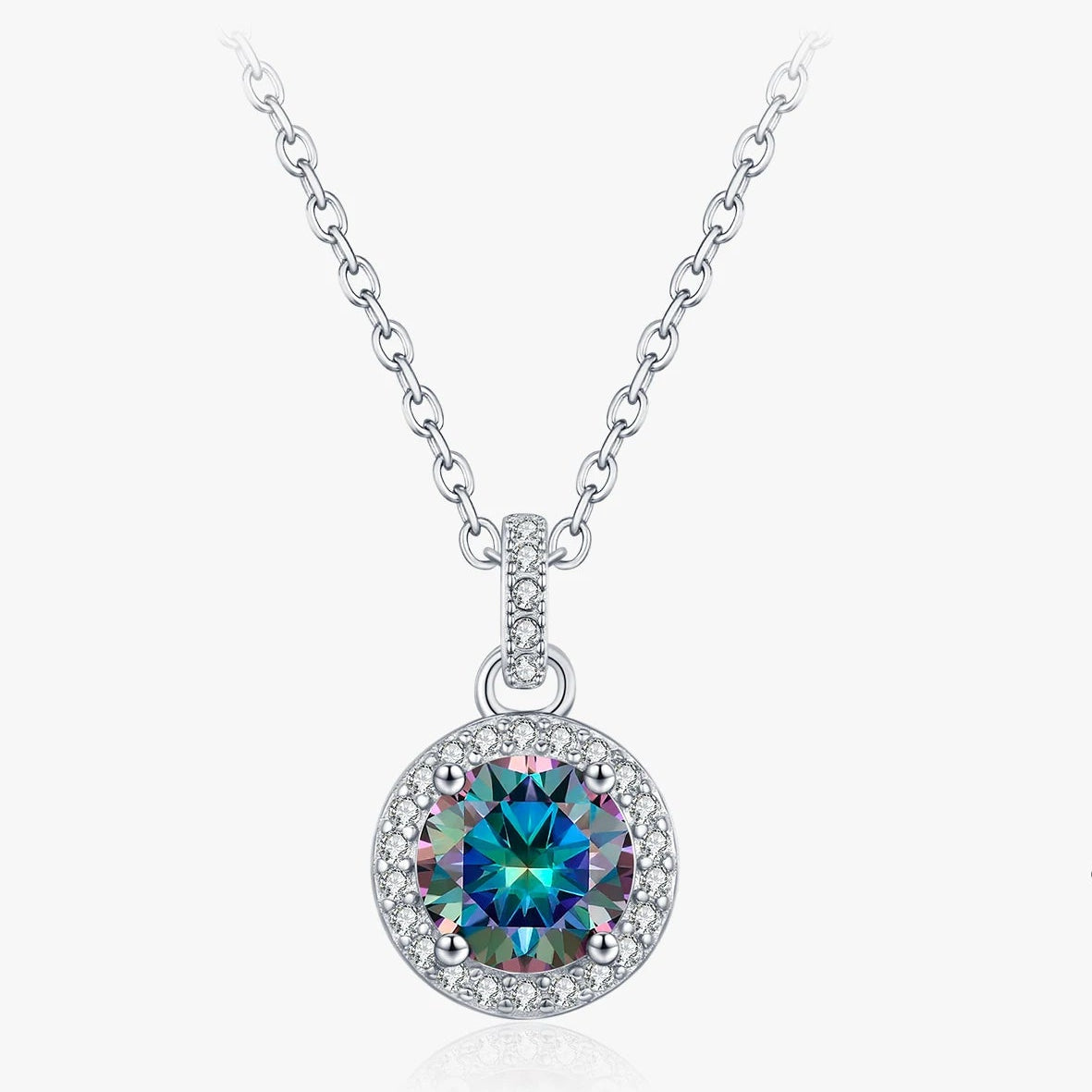 Modian Multicolour 1ct Moissanite Sterling Silver Necklace
