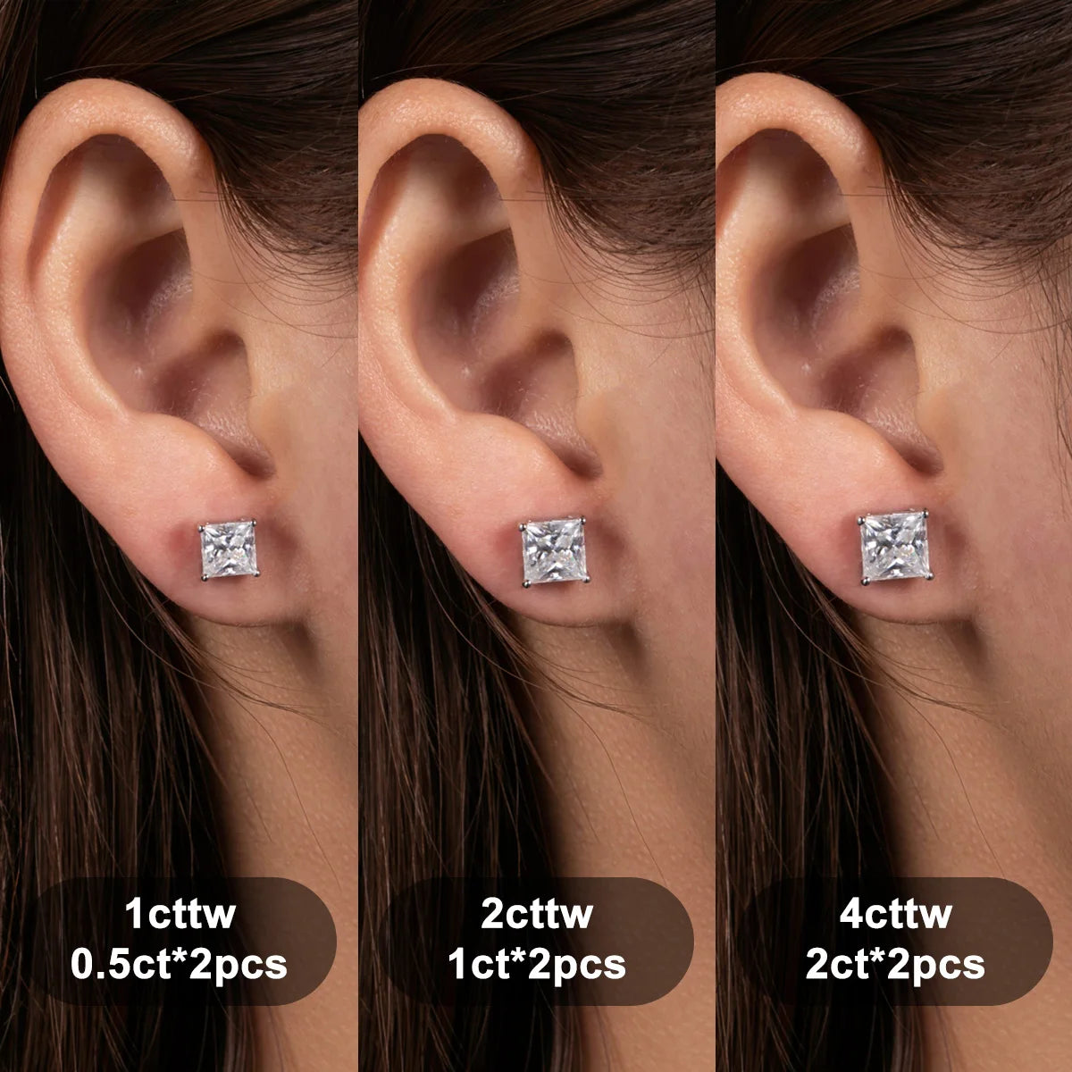 Square Cute Hypoallergenic Moissanite Earrings