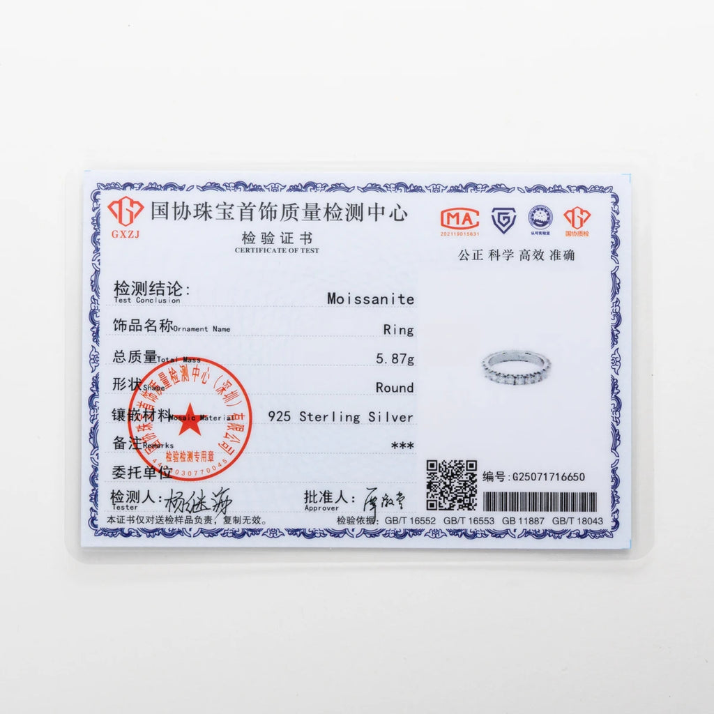 Peachy Sterling Silver Moissanite Wedding Band