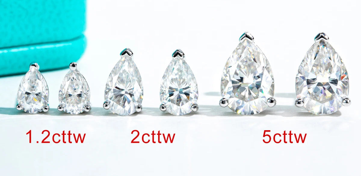 Pear Cut Hypoallergenic Moissanite Stud Earrings