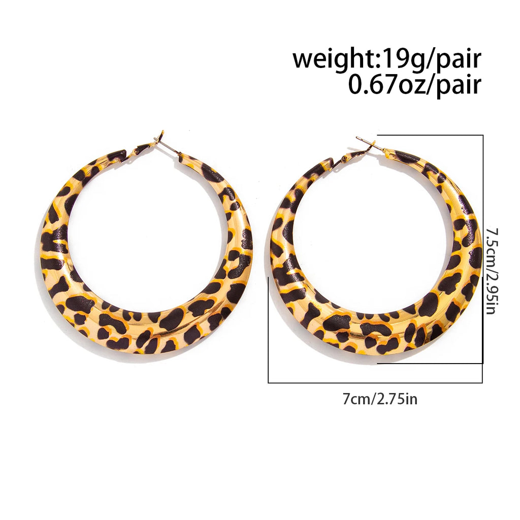 Large Leopard Print Hoop Earrings