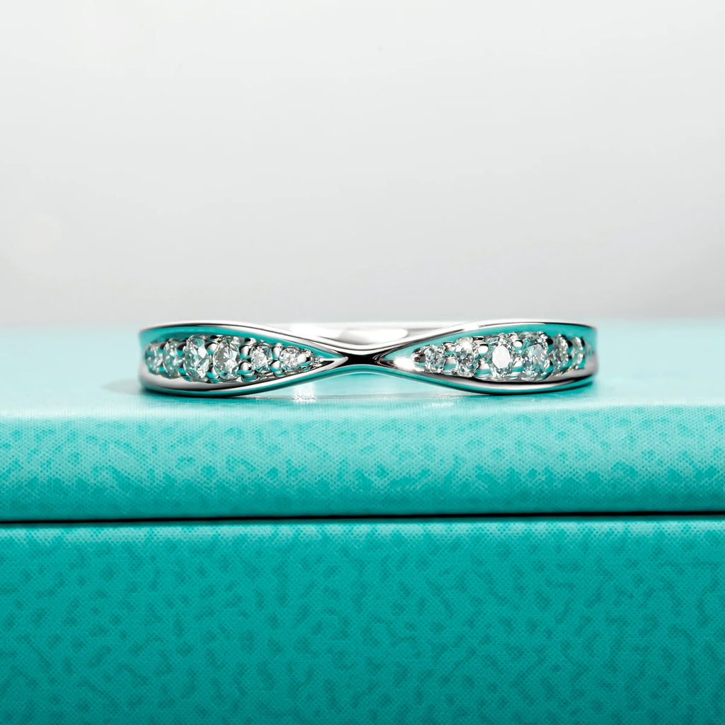 Bow Tie Moissanite Wedding Band Ring