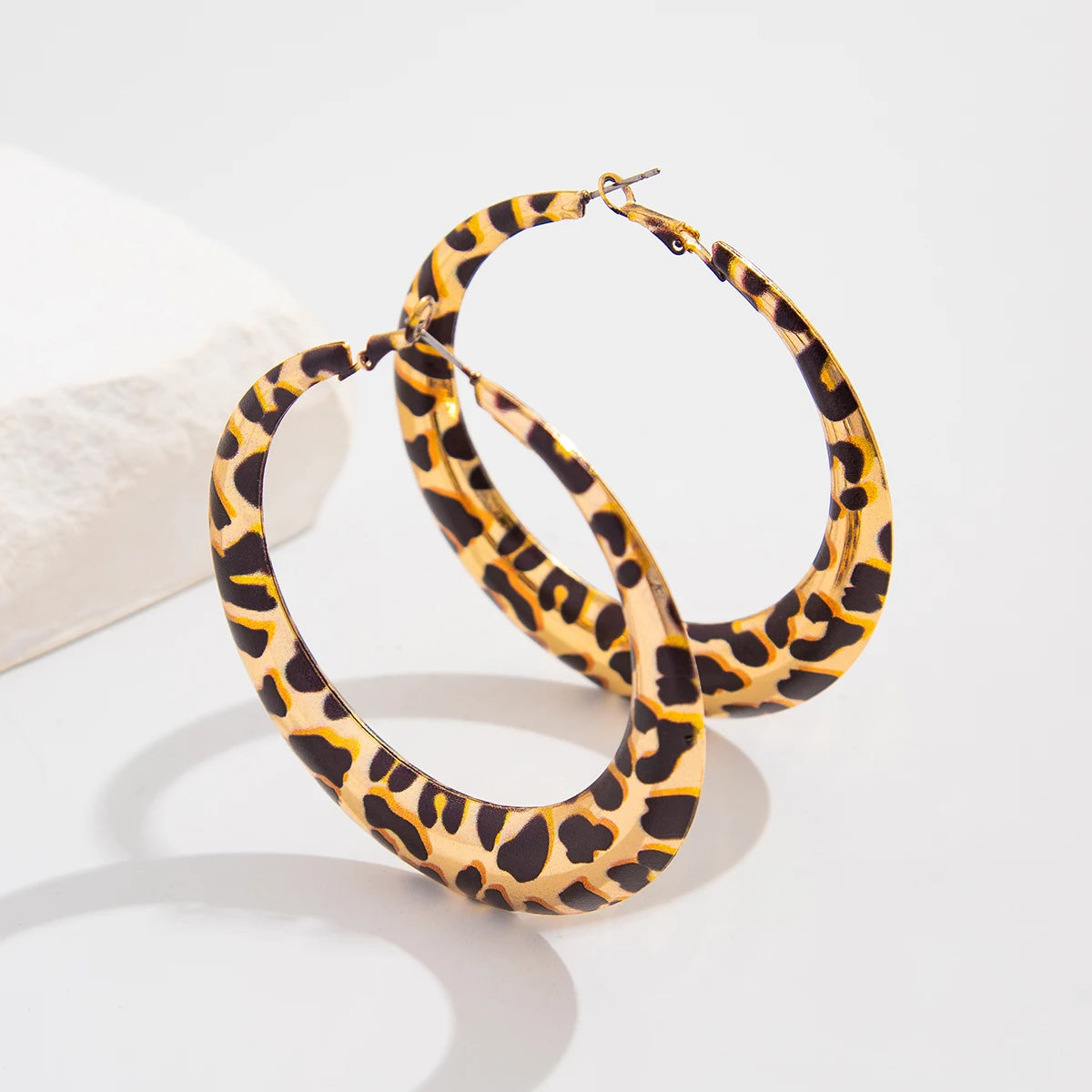 Large Leopard Print Hoop Earrings