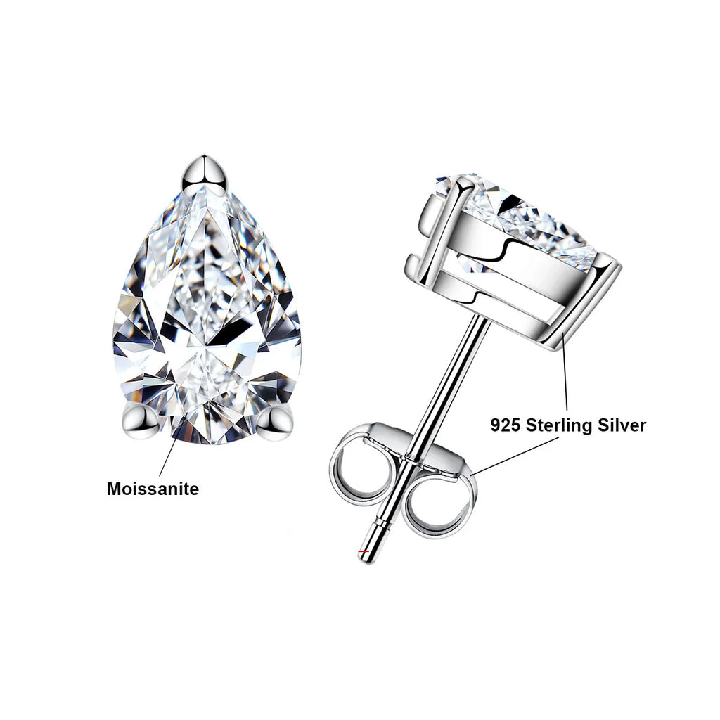 Pear Cut Hypoallergenic Moissanite Stud Earrings