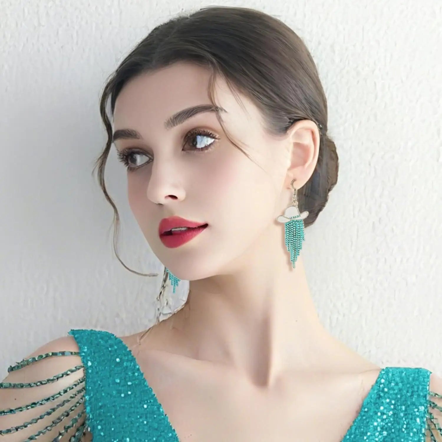 Western Cowgirl Sparkly Dangle Earrings